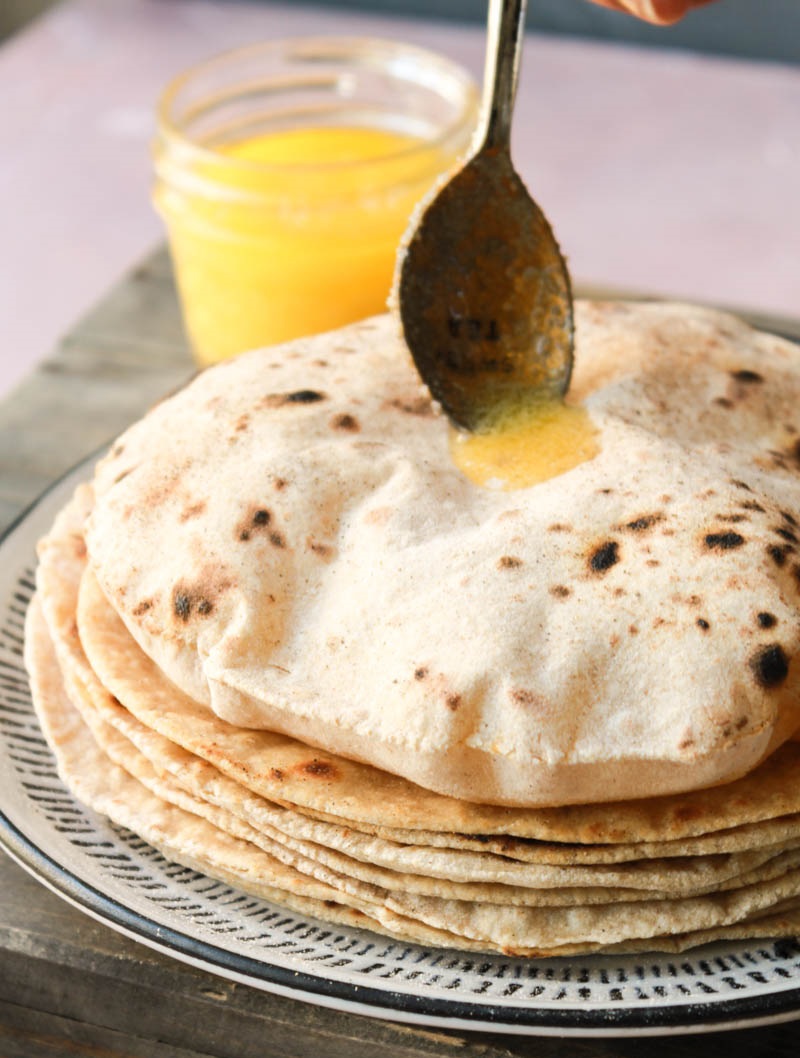 Clarified Butter Fulka Roti (Chapati)_Punjabi